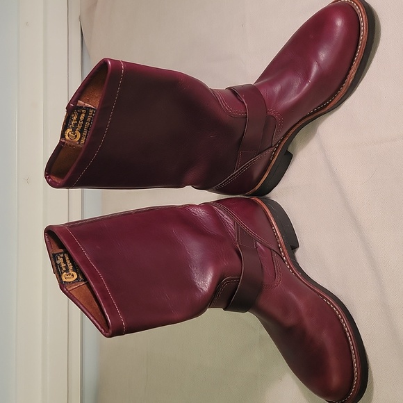 Chippewa Burgundy Leather Engineer Boots Womens Size 8 EUC - Picture 4 of 7